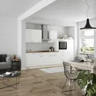 DYK360 Küche Esbjerg L8, Breite 330cm, vormontiert, nobilia elements Eiche Sierra Ausrichtung Rechts mit E-Geräten 1