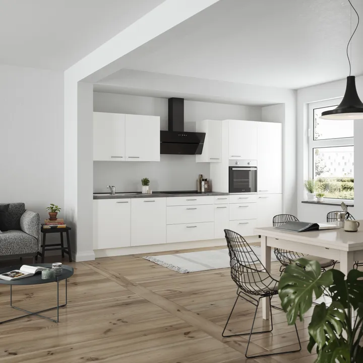 DYK360 Küche Esbjerg H12, Breite 360cm, vormontiert, nobilia elements Beton Schiefergrau Ausrichtung Rechts ohne E-Geräte 1