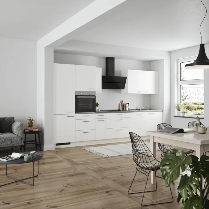 DYK360 Küche Esbjerg H12, Breite 360cm, vormontiert, nobilia elements Beton Schiefergrau Ausrichtung Links ohne E-Geräte 1