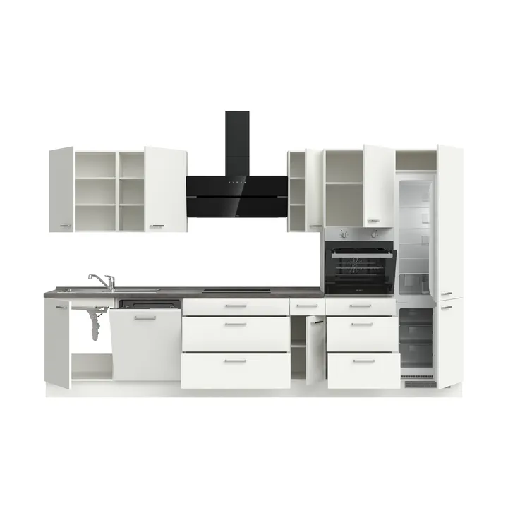 DYK360 Küche Esbjerg H12, Breite 360cm, vormontiert, nobilia elements Beton Schiefergrau Ausrichtung Rechts mit E-Geräten 3