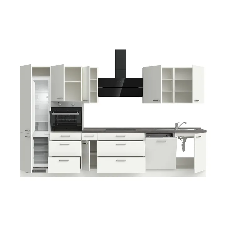 DYK360 Küche Esbjerg H12, Breite 360cm, vormontiert, nobilia elements Beton Schiefergrau Ausrichtung Links ohne E-Geräte 3