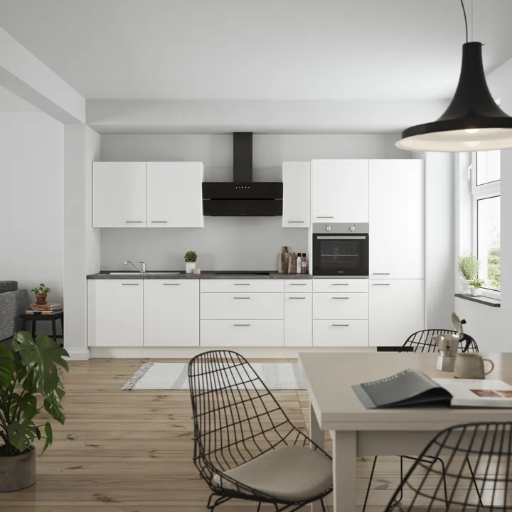 DYK360 Küche Esbjerg H12, Breite 360cm, vormontiert, nobilia elements Beton Schiefergrau Ausrichtung Rechts mit E-Geräten 0
