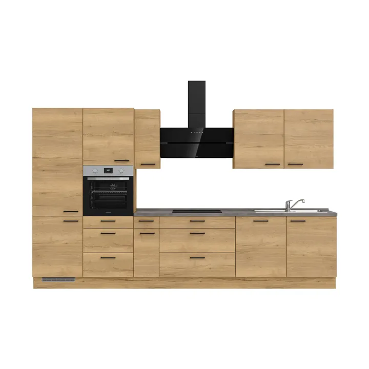 DYK360 Küche Oslo H12, Breite 360cm (240cm + 60cm + 60cm), vormontiert, nobilia mit E-Geräten 2