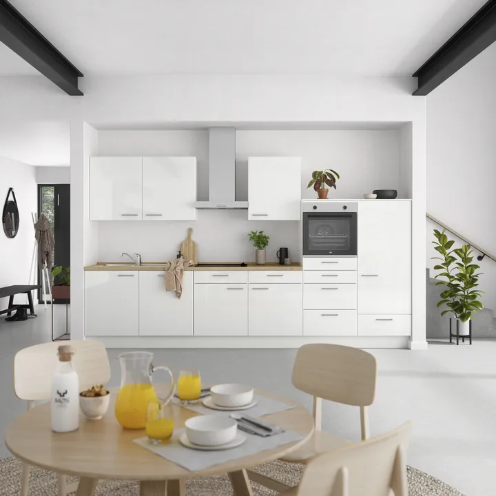DYK360 Küche Oslo L12, Breite 360cm (240cm + 60cm + 60cm), vormontiert, nobilia mit E-Geräten 0