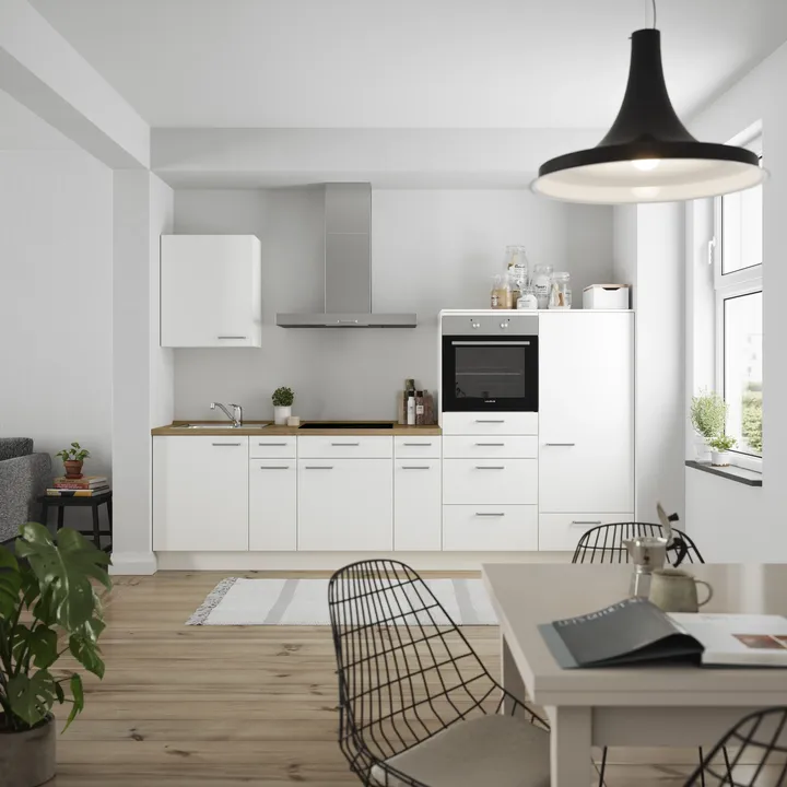 DYK360 Küche Esbjerg L4, Breite 300cm, vormontiert, nobilia elements Eiche Sierra Ausrichtung Rechts ohne E-Geräte 0