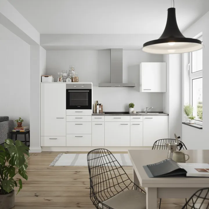 DYK360 Küche Esbjerg L4, Breite 300cm, vormontiert, nobilia elements Beton Schiefergrau Ausrichtung Links ohne E-Geräte 0