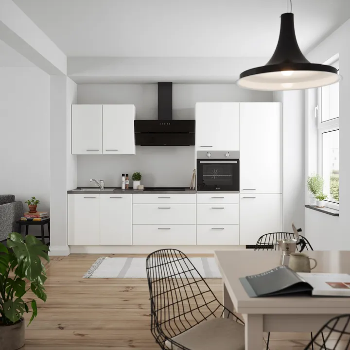 DYK360 Küche Esbjerg H4, Breite 300cm, vormontiert, nobilia elements Beton Schiefergrau Ausrichtung Rechts ohne E-Geräte 0