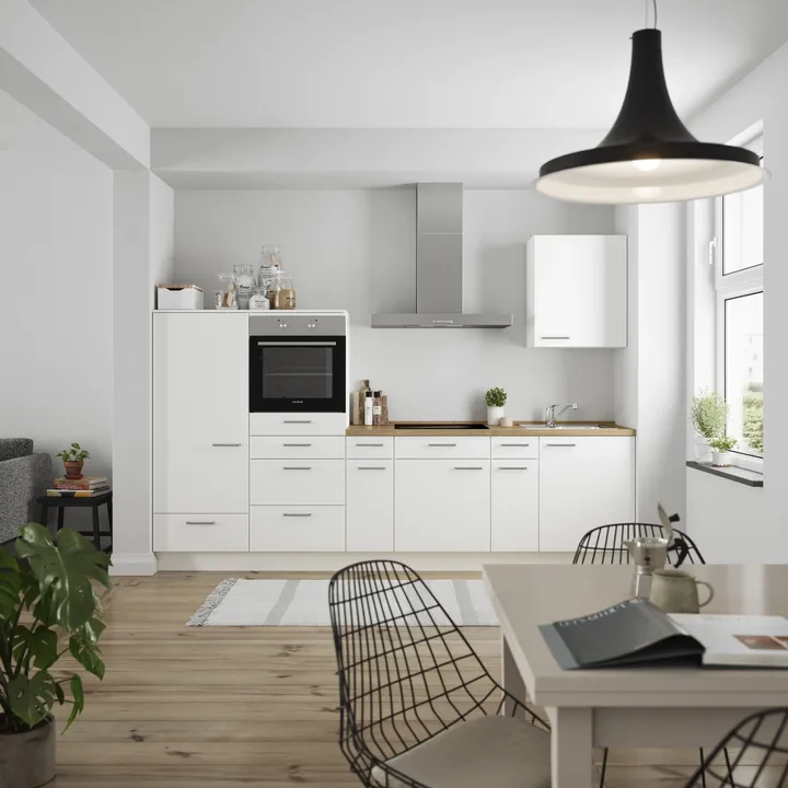 DYK360 Küche Esbjerg L4, Breite 300cm, vormontiert, nobilia elements Eiche Sierra Ausrichtung Links ohne E-Geräte 0