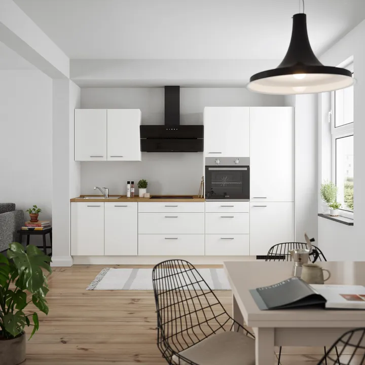 DYK360 Küche Esbjerg H4, Breite 300cm, vormontiert, nobilia elements Eiche Sierra Ausrichtung Rechts ohne E-Geräte 0