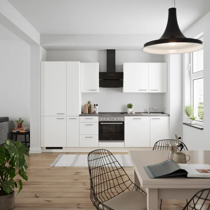 DYK360 Küche Esbjerg H7, Breite 300cm, vormontiert, nobilia elements Beton Schiefergrau Ausrichtung Links ohne E-Geräte 0