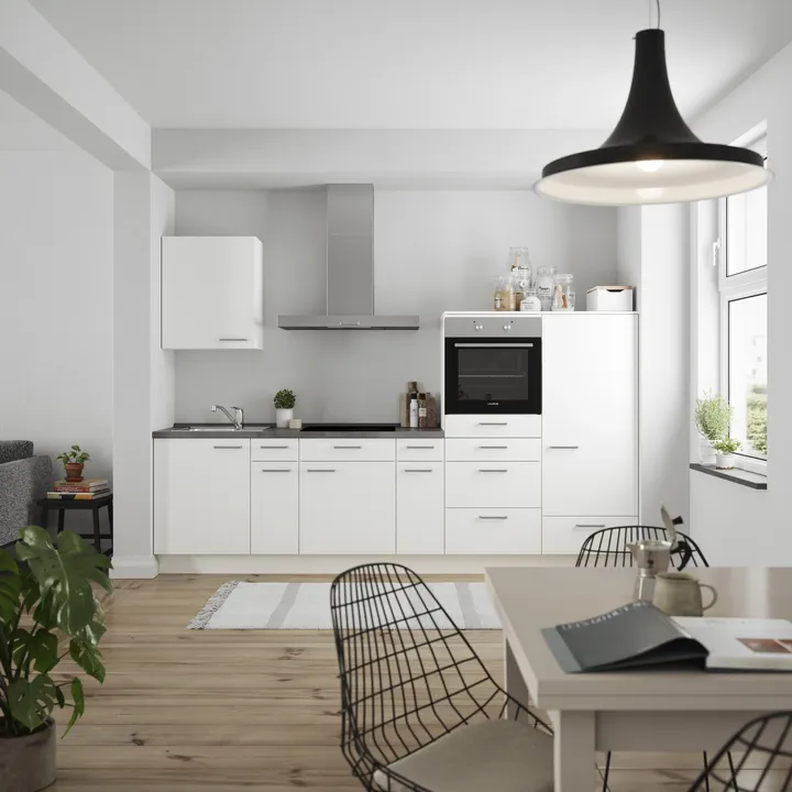 DYK360 Küche Esbjerg L4, Breite 300cm, vormontiert, nobilia elements Beton Schiefergrau Ausrichtung Rechts ohne E-Geräte 0