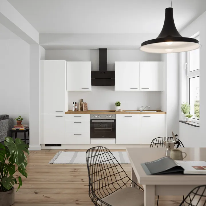DYK360 Küche Esbjerg H10, Breite 300cm, vormontiert, nobilia elements Eiche Sierra Ausrichtung Links ohne E-Geräte 0