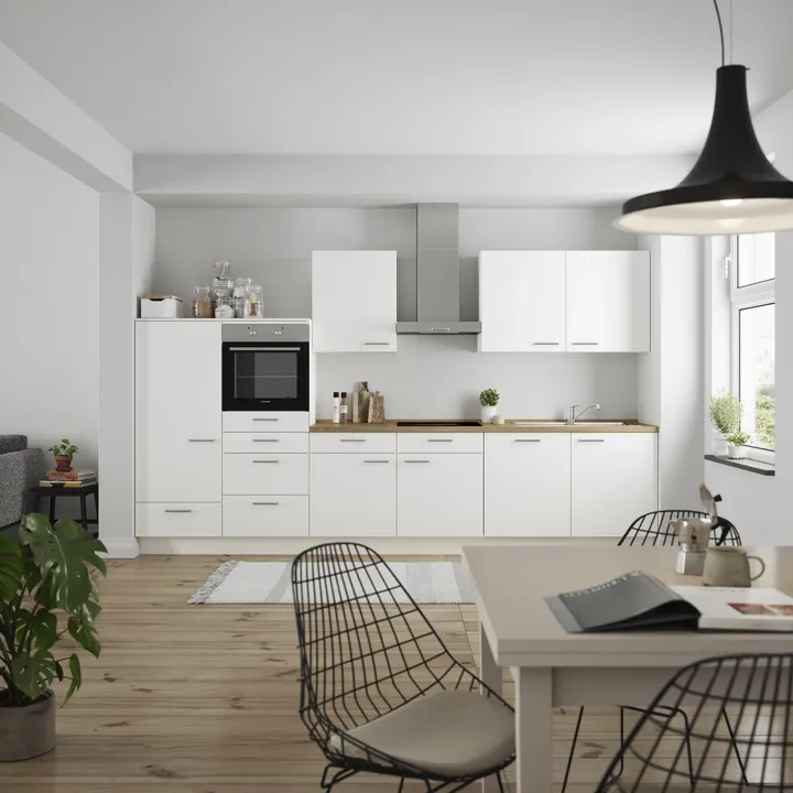DYK360 Küche Esbjerg L12, Breite 360cm, vormontiert, nobilia elements Eiche Sierra  Ausrichtung Links ohne E-Geräte 0