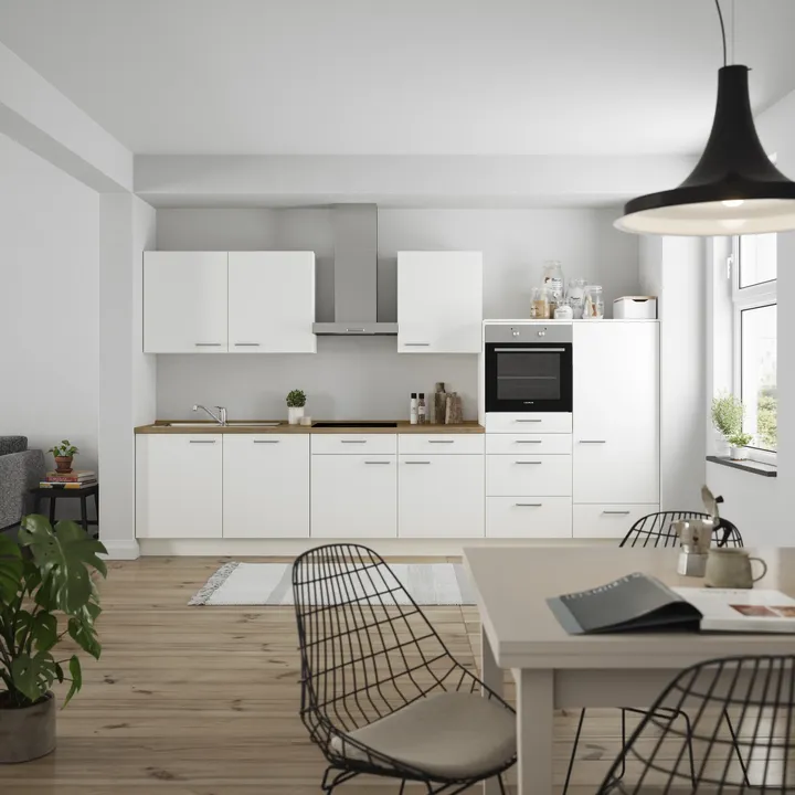 DYK360 Küche Esbjerg L12, Breite 360cm, vormontiert, nobilia elements Eiche Sierra Ausrichtung Rechts ohne E-Geräte 0