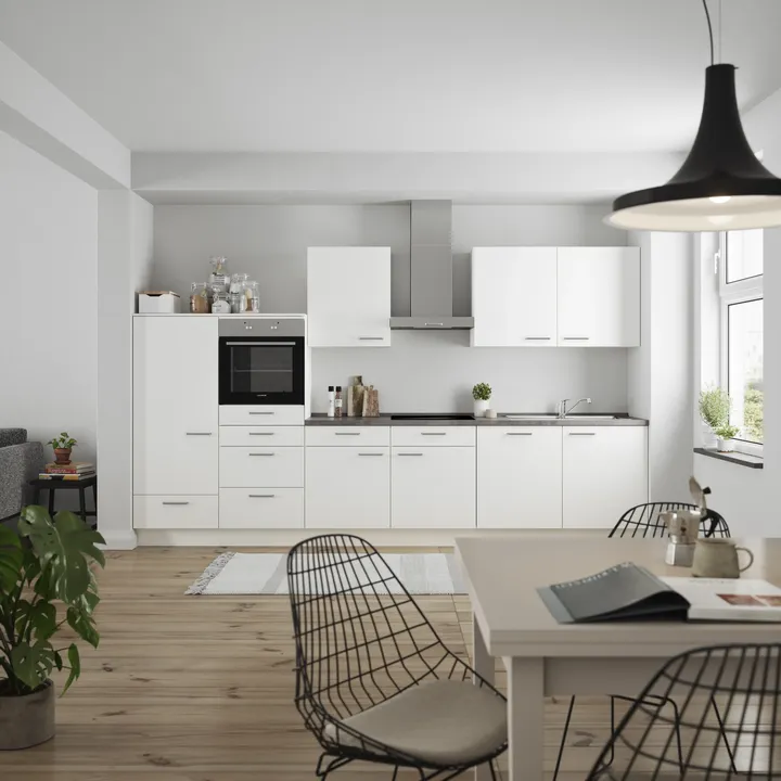 DYK360 Küche Esbjerg L12, Breite 360cm, vormontiert, nobilia elements Beton Schiefergrau Ausrichtung Links ohne E-Geräte 0