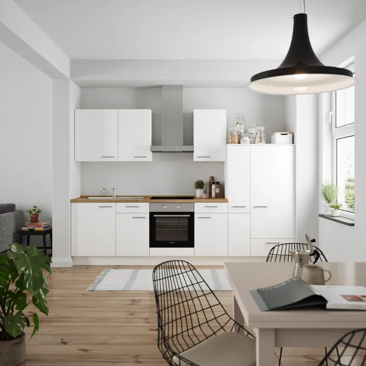 DYK360 Küche Esbjerg L7, Breite 300cm, vormontiert, nobilia elements Eiche Sierra Ausrichtung Rechts ohne E-Geräte 0