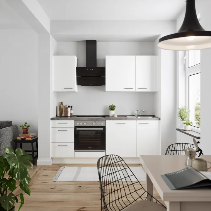 DYK360 Küche Esbjerg H5, Breite 210cm, vormontiert, nobilia elements Beton Schiefergrau Ausrichtung Links ohne E-Geräte 0