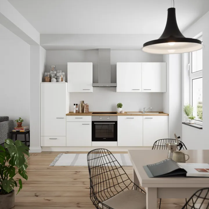 DYK360 Küche Esbjerg L10, Breite 300cm, vormontiert, nobilia elements Eiche Sierra Ausrichtung Links ohne E-Geräte 0