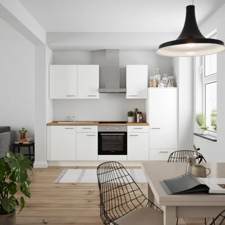 DYK360 Küche Esbjerg L6, Breite 270cm, vormontiert, nobilia elements Eiche Sierra Ausrichtung Rechts mit E-Geräten 0