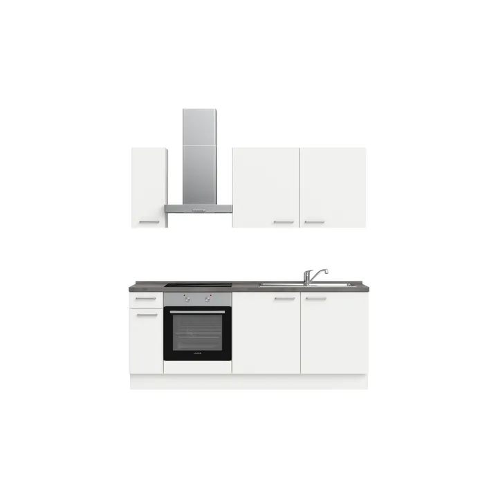 DYK360 Küche Esbjerg L5, Breite 210cm, vormontiert, nobilia elements Beton Schiefergrau Ausrichtung Links mit E-Geräten 2