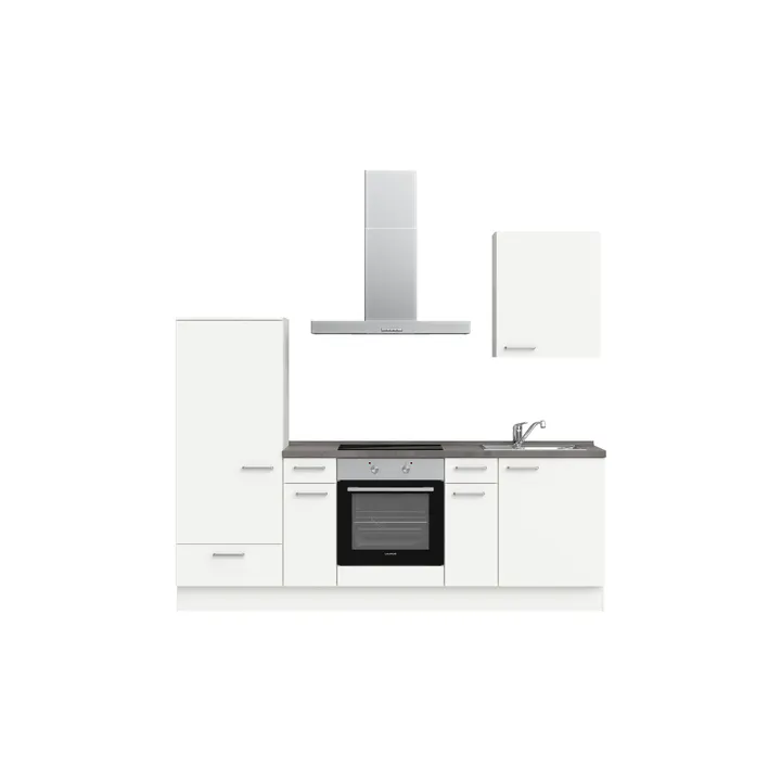 DYK360 Küche Esbjerg L2, Breite 240cm, vormontiert, nobilia elements Beton Schiefergrau Ausrichtung Links ohne E-Geräte 2