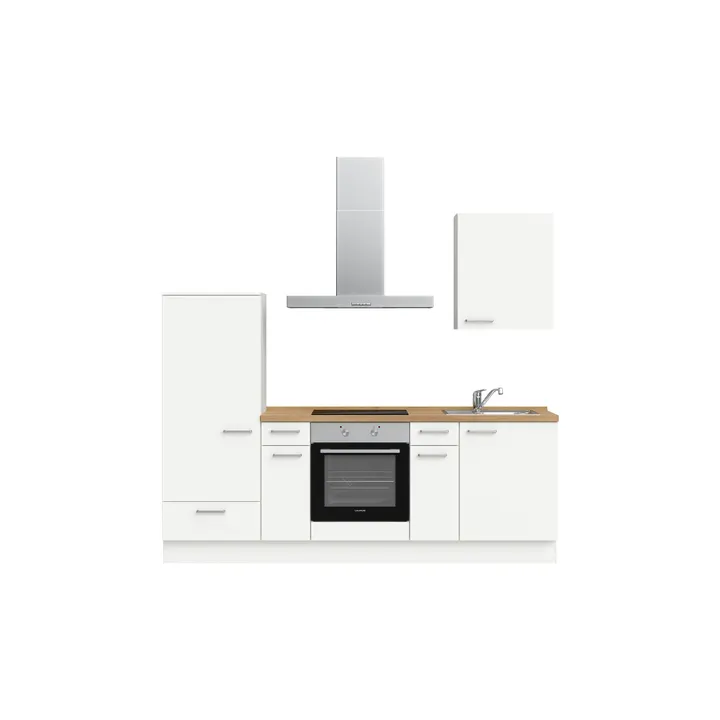 DYK360 Küche Esbjerg L2, Breite 240cm, vormontiert, nobilia elements Eiche Sierra Ausrichtung Links mit E-Geräten 2