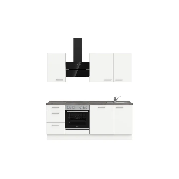 DYK360 Küche Esbjerg H5, Breite 210cm, vormontiert, nobilia elements Beton Schiefergrau Ausrichtung Links ohne E-Geräte 2