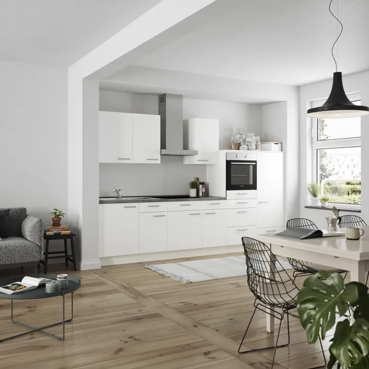 DYK360 Küche Esbjerg L8, Breite 330cm, vormontiert, nobilia elements Beton Schiefergrau Ausrichtung Rechts ohne E-Geräte 1