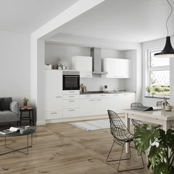 DYK360 Küche Esbjerg L12, Breite 360cm, vormontiert, nobilia elements Beton Schiefergrau Ausrichtung Links ohne E-Geräte 1