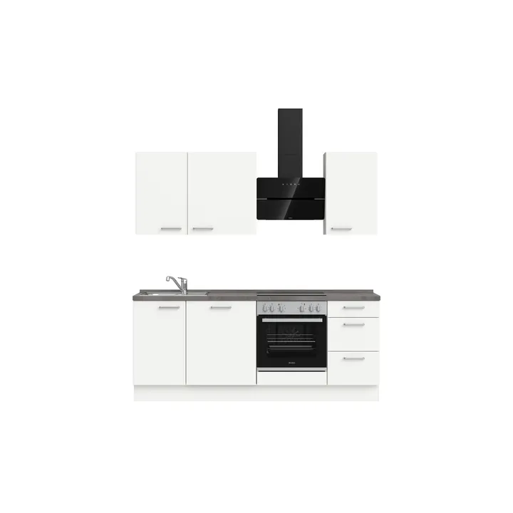 DYK360 Küche Esbjerg H5, Breite 210cm, vormontiert, nobilia elements Beton Schiefergrau Ausrichtung Rechts ohne E-Geräte 2