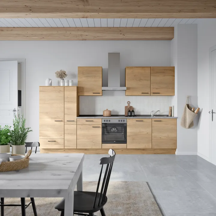 DYK360 Küche Oslo L11, Breite 330cm (240cm + 60cm + 30cm), vormontiert, nobilia ohne E-Geräte 0