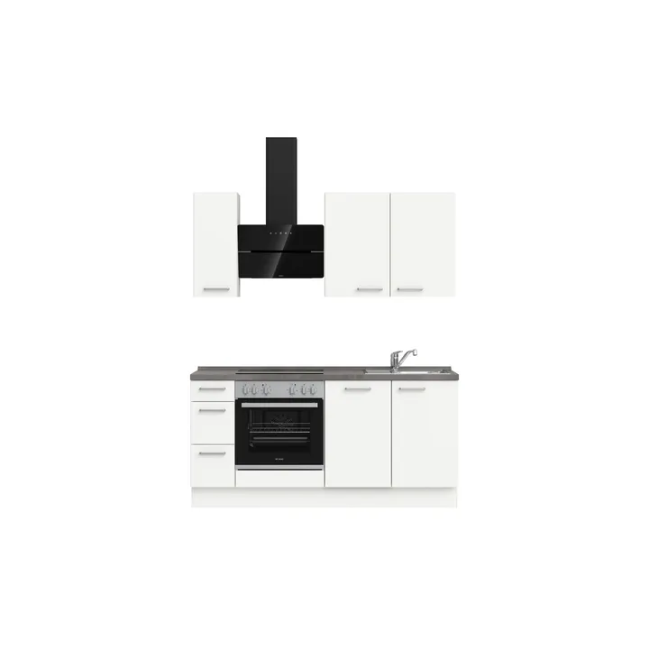 DYK360 Küche Esbjerg H1, Breite 180cm, vormontiert, nobilia elements Beton Schiefergrau Ausrichtung Links ohne E-Geräte 2