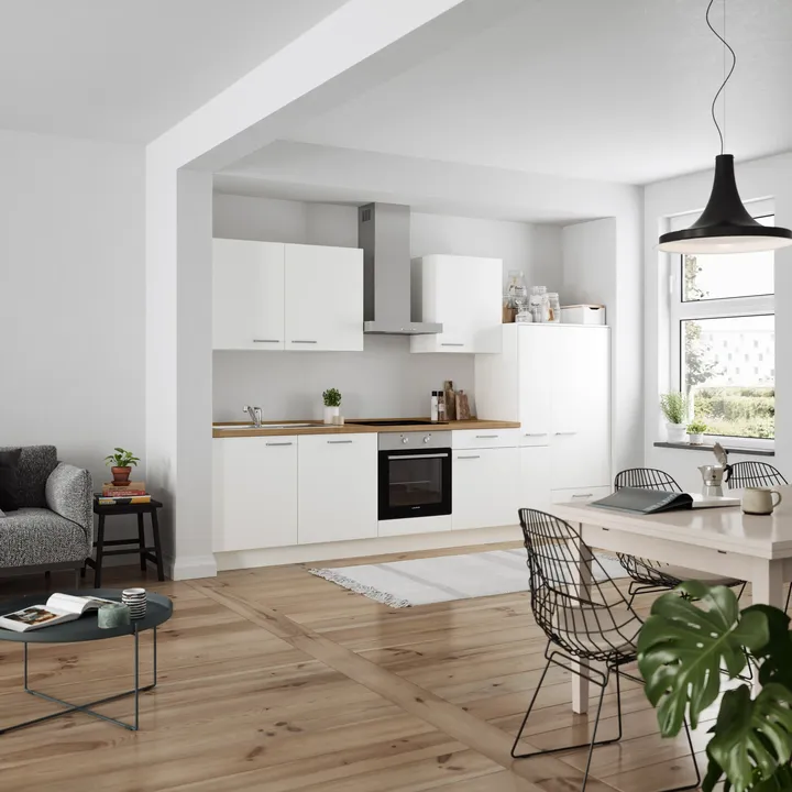 DYK360 Küche Esbjerg L11, Breite 330cm, vormontiert, nobilia elements Eiche Sierra Ausrichtung Rechts ohne E-Geräte 1