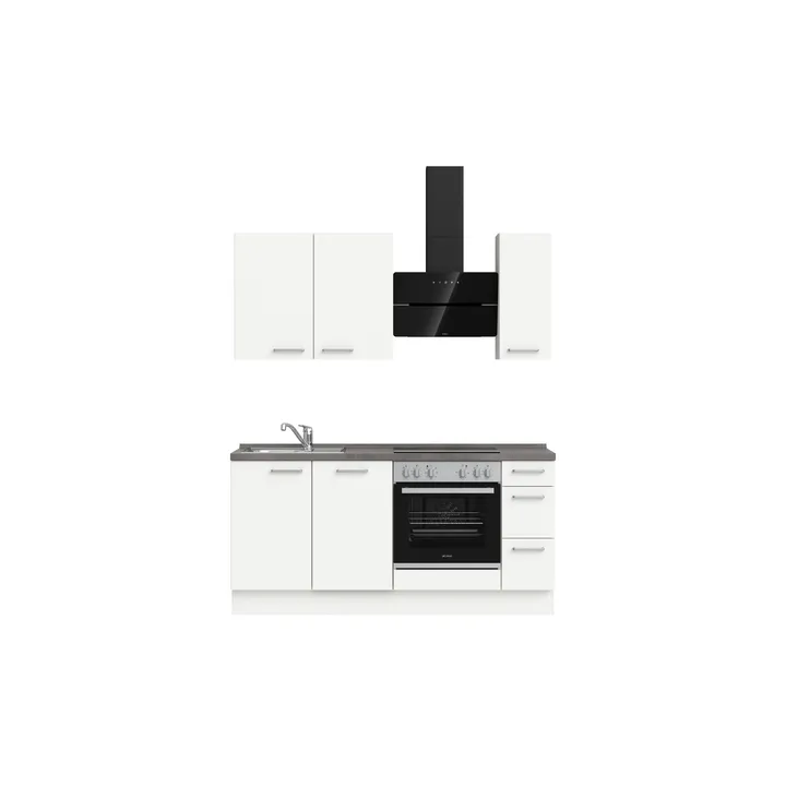 DYK360 Küche Esbjerg H1, Breite 180cm, vormontiert, nobilia elements Beton Schiefergrau Ausrichtung Rechts mit E-Geräten 2