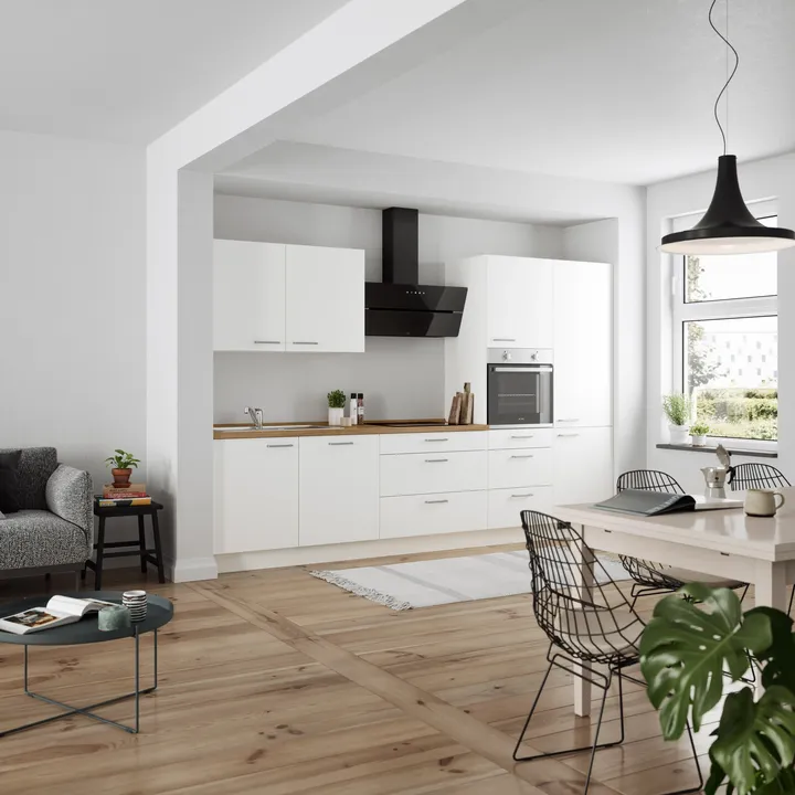 DYK360 Küche Esbjerg H8, Breite 330cm, vormontiert, nobilia elements Eiche Sierra Ausrichtung Rechts ohne E-Geräte 1