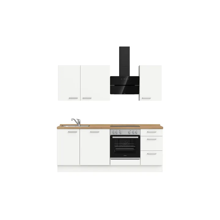 DYK360 Küche Esbjerg H5, Breite 210cm, vormontiert, nobilia elements Eiche Sierra Ausrichtung Rechts ohne E-Geräte 2