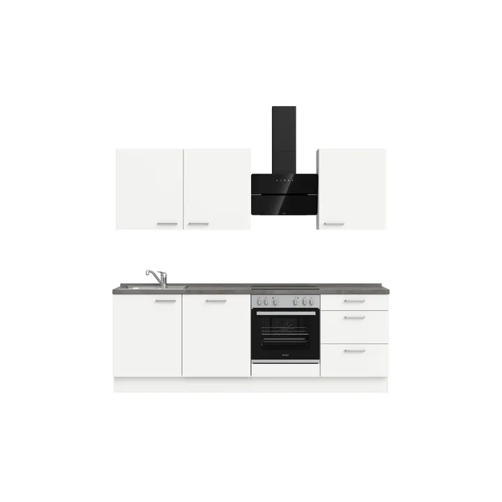 DYK360 Küche Esbjerg H9, Breite 240cm, vormontiert, nobilia elements Beton Schiefergrau Ausrichtung Rechts ohne E-Geräte 2