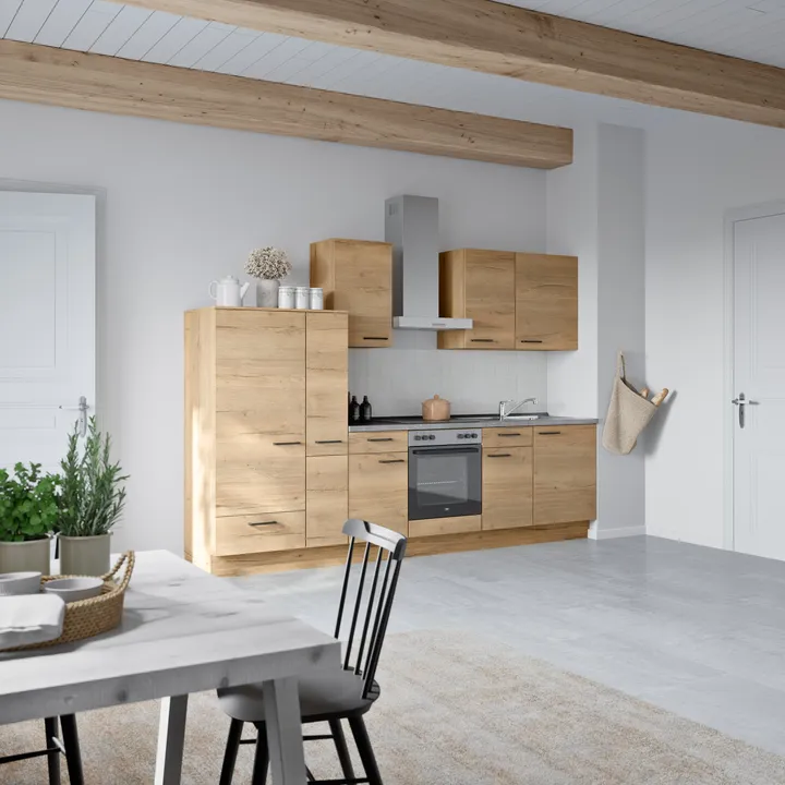 DYK360 Küche Oslo L7, Breite 300cm (210cm + 60cm + 30cm), vormontiert, nobilia ohne E-Geräte 1