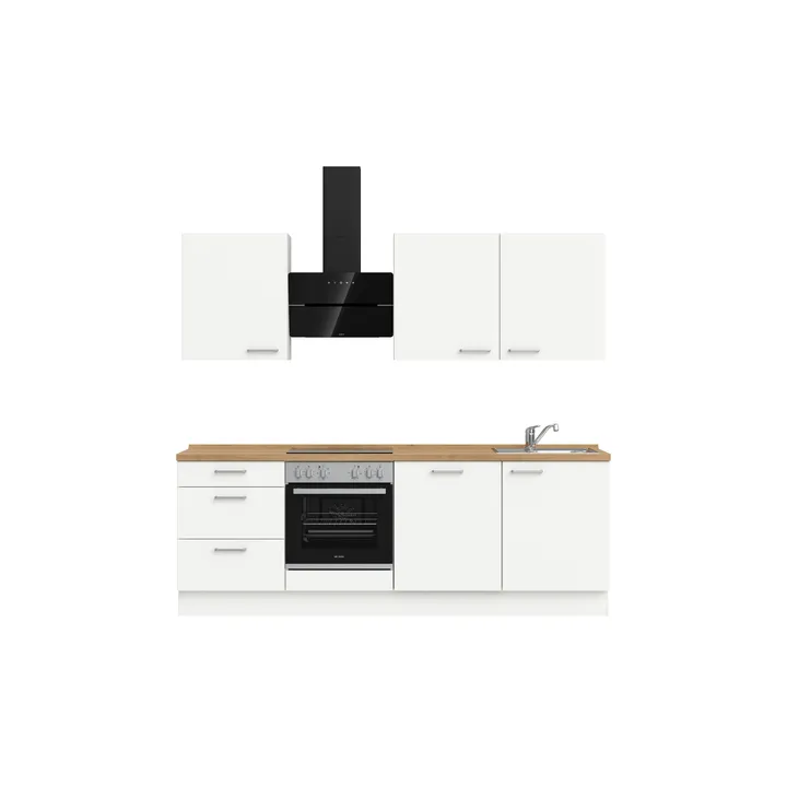 DYK360 Küche Esbjerg H9, Breite 240cm, vormontiert, nobilia elements Eiche Sierra Ausrichtung Links mit E-Geräten 2