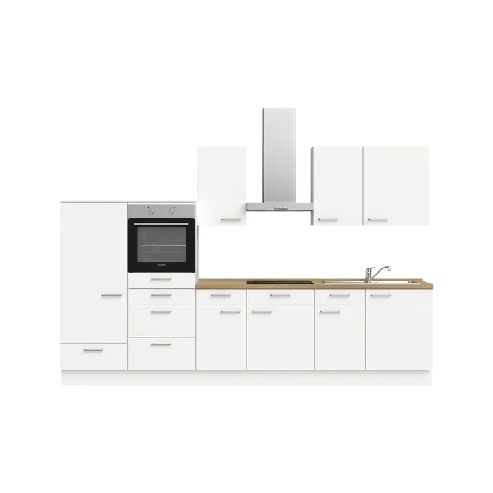 DYK360 Küche Esbjerg L8, Breite 330cm, vormontiert, nobilia elements Eiche Sierra Ausrichtung Links mit E-Geräten 2
