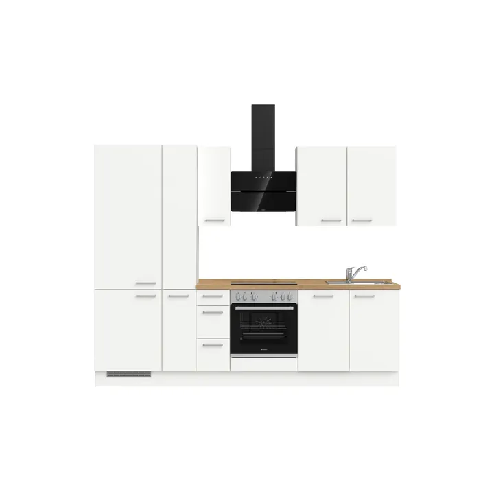 DYK360 Küche Esbjerg H3, Breite 270cm, vormontiert, nobilia elements Eiche Sierra Ausrichtung Links mit E-Geräten 2
