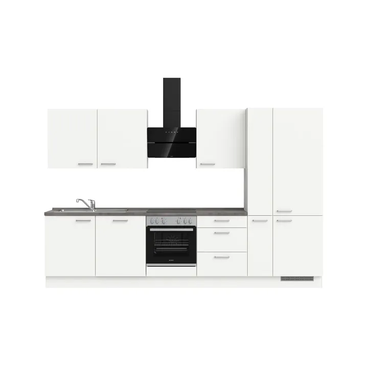 DYK360 Küche Esbjerg H11, Breite 330cm, vormontiert, nobilia elements Beton Schiefergrau Ausrichtung Rechts mit E-Geräten 2