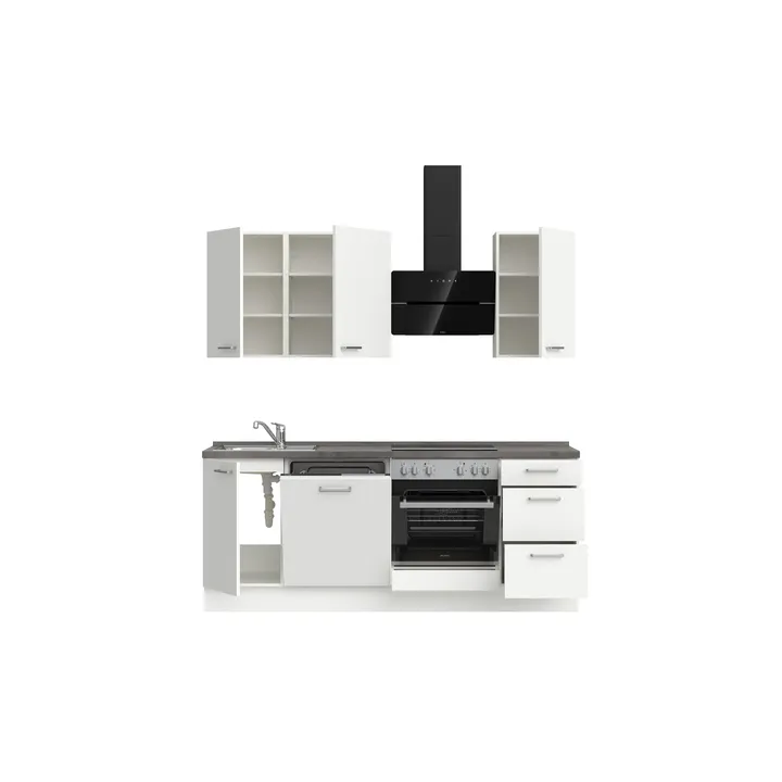 DYK360 Küche Esbjerg H5, Breite 210cm, vormontiert, nobilia elements Beton Schiefergrau Ausrichtung Rechts ohne E-Geräte 3
