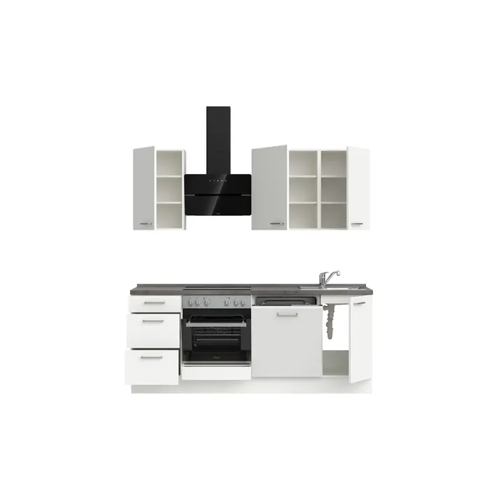 DYK360 Küche Esbjerg H5, Breite 210cm, vormontiert, nobilia elements Beton Schiefergrau Ausrichtung Links ohne E-Geräte 3