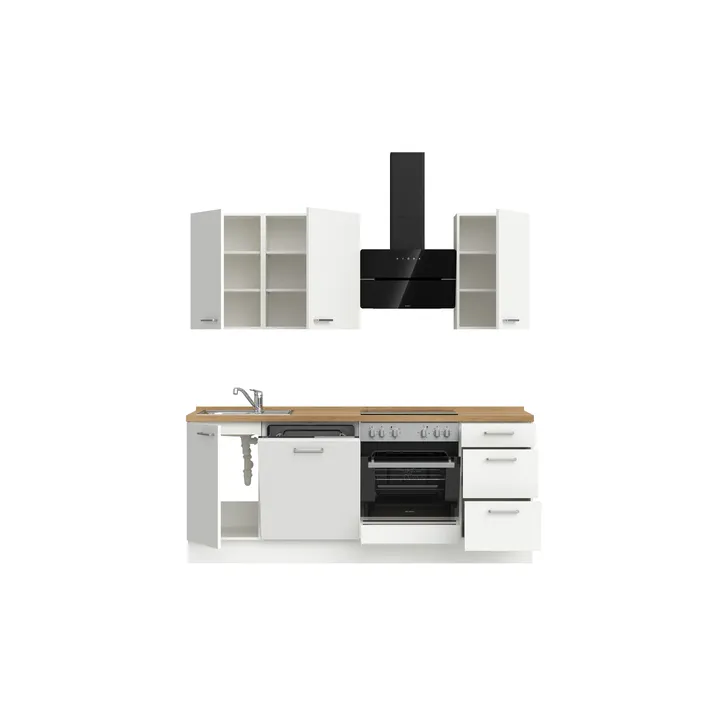 DYK360 Küche Esbjerg H5, Breite 210cm, vormontiert, nobilia elements Eiche Sierra Ausrichtung Rechts mit E-Geräten 3