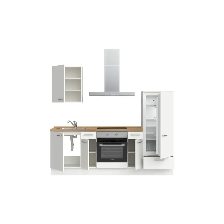 DYK360 Küche Esbjerg L2, Breite 240cm, vormontiert, nobilia elements Eiche Sierra Ausrichtung Rechts mit E-Geräten 3