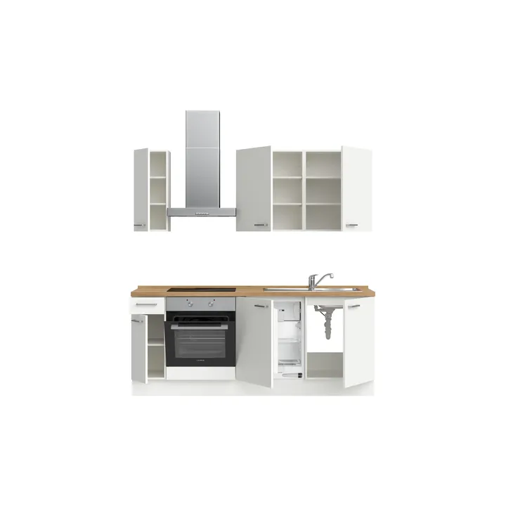 DYK360 Küche Esbjerg L5, Breite 210cm, vormontiert, nobilia elements Eiche Sierra Ausrichtung Links mit E-Geräten 3