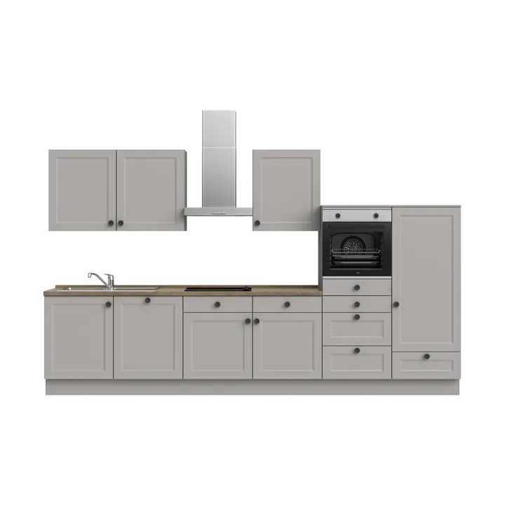 DYK360 Küche Oslo L12, Breite 360cm (240cm + 60cm + 60cm), vormontiert, nobilia mit E-Geräten 2