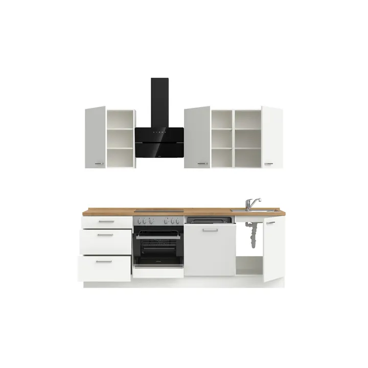 DYK360 Küche Esbjerg H9, Breite 240cm, vormontiert, nobilia elements Eiche Sierra Ausrichtung Links mit E-Geräten 3