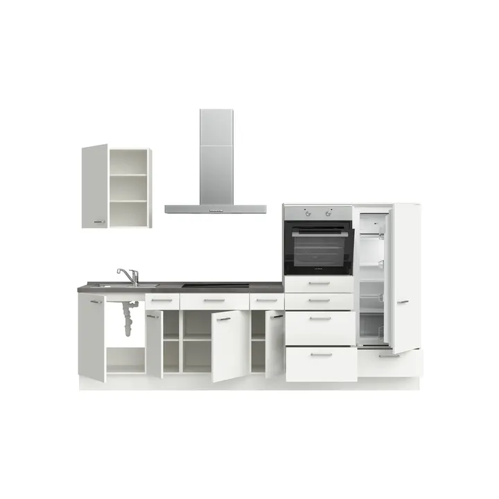 DYK360 Küche Esbjerg L4, Breite 300cm, vormontiert, nobilia elements Beton Schiefergrau Ausrichtung Rechts mit E-Geräten mit E-Geräten 3
